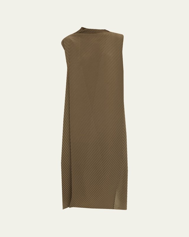 Soft Fold Pleats Sleeveless Midi Dress
